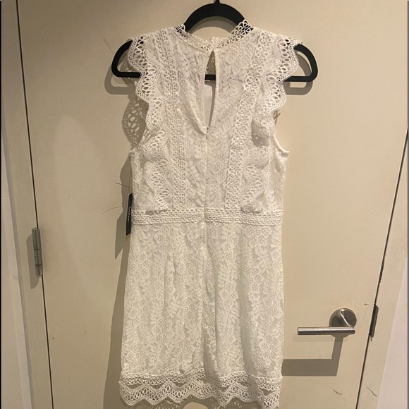 NWT Lulu's High-Neck White Lace Tank Mini Dress - Picture 6 of 11